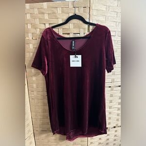 NWT- Sz XXXL Agnes & Dora Elegant Velvet Burgundy Top